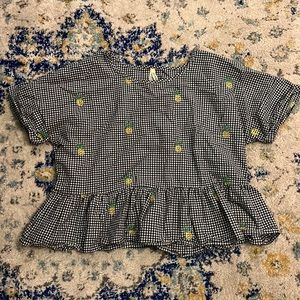 Flowy gingham and pineapple shirt